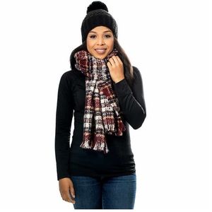 Emanuel Geraldo Ladies Scarf and Beanie Set ~ BLACK